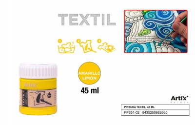 [8435250982660] ARTIX PITTURA PER TESSUTI 45ML GIALLO LIMONE