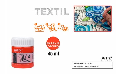 [8435250982707] ARTIX PITTURA PER TESSUTI 45ML ARANCIONE SCURO