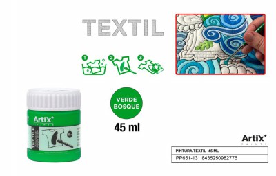 [8435250982776] ARTIX PITTURA PER TESSUTI 45ML VERDE FORESTA