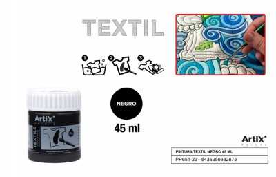 [8435250982875] ARTIX PITTURA PER TESSUTI 45ML NERO
