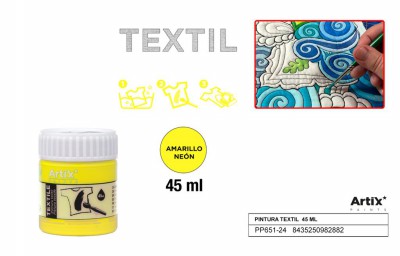 [8435250982882] ARTIX PITTURA PER TESSUTI 45ML GIALLO FLUO