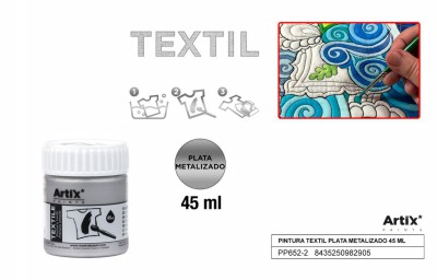 [8435250982905] ARTIX PITTURA PER TESSUTI 45ML ARGENTO METAL