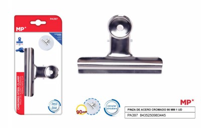 [8435250983445] MOLLA FERMACARTE ACCIAIO 90MM 1PZ CROMATA