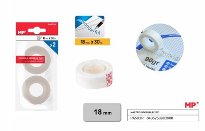 [8435250983988] NASTRO ADESIVO INVISIBILE 18MMX30M 2PZ