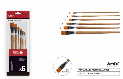 [8435250984732] ARTIX PENNELLI PROF PIATTI 6PZ LEGNO NAT