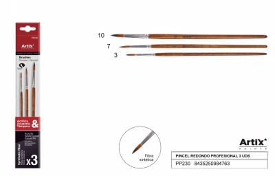 [8435250984763] ARTIX PENNELLI PROF TONDI 3PZ LEGNO NAT