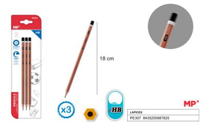 [8435250987825] MATITA HB COL. LEGNO 3PZ