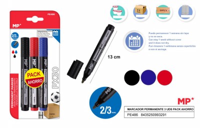 [8435250993291] MARCATORE PERMANENTE PUNTA TONDA 3PZ N/R/B