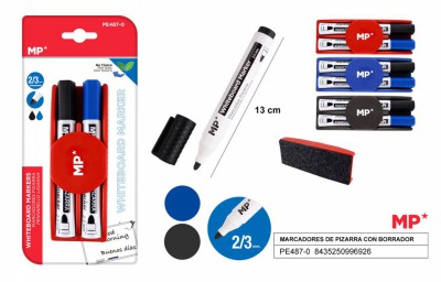 [8435250996926] KIT DI 2 MARCATORI E CANCELLINO PER LAVAGNE 2COL.