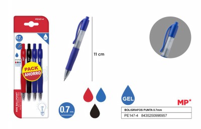 [8435250996957] PENNA GEL MINI 0.7MM 4PZ 2*B/1*N/1*R