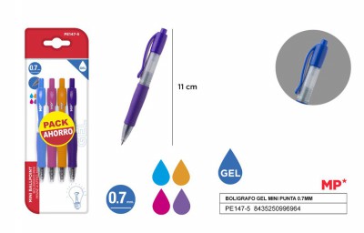 [8435250996964] PENNA GEL MINI 0.7MM 4PZ COL. ASS.