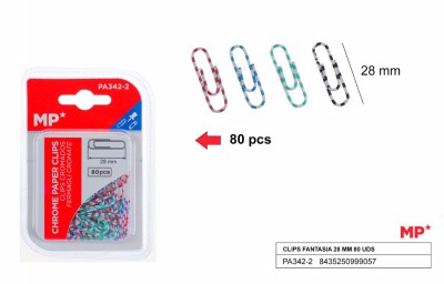 [8435250999057] FERMAGLI 28MM 80PZ COL. ASS. A STRISCE