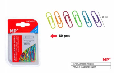 [8435250999095] FERMAGLI 28MM 80PZ COL. ASS. FLUO