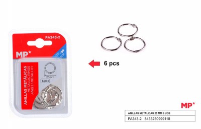 [8435250999118] ANELLI METALLICI PER RILEGATURA 25MM 6PZ CROMAT