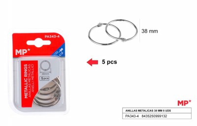 [8435250999132] ANELLI METALLICI PER RILEGATURA 38MM 5PZ CROMAT