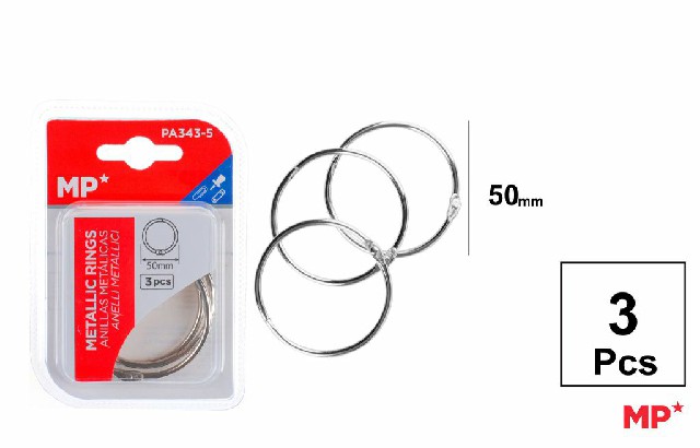 [8435250999149] ANELLI METALLICI PER RILEGATURA 50MM 3PZ CROMAT