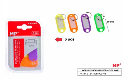 [8435250999163] PORTACHIAVI CON TARGHETTA 50MM 6PZ COL. ASS. FL
