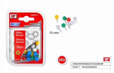 [8435250999248] SPILLI CARTOGRAFICI SFERA 10MM 30PZ COL. ASS.