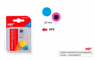 [8435250999279] MAGNETI ROTONDI 20MM 8PZ COL. ASS. FLUO