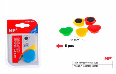 [8435250999323] MAGNETI ROTONDI 32MM 5PZ CUORI