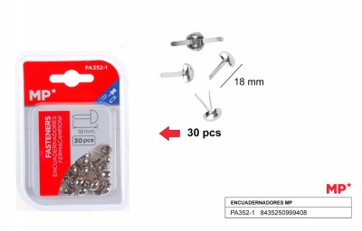 [8435250999408] FERMACAMPIONI PUNTA TONDA 18MM 30PZ ARGENTO