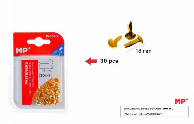 [8435250999415] FERMACAMPIONI PUNTA TONDA 18MM 30PZ ORO