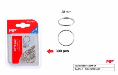 [8435250999446] ANELLI PER PORTACHIAVI 28MM 10PZ CROMATI