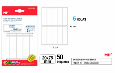 [8435250999682] ETICHETTE ADESIVE STAMPABILI 75X20MM 50PZ BIANC