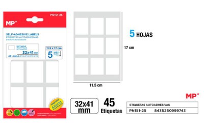 [8435250999743] ETICHETTE ADESIVE STAMPABILI 41X32MM 45PZ BIANC