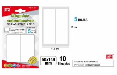 [8435250999835] ETICHETTE ADESIVE STAMPABILI 149X50MM 5PZ BIANC