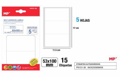 [8435250999859] ETICHETTE ADESIVE STAMPABILI 100X53MM 15PZ BIAN