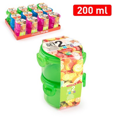 [8435421895331] SET 2 CONTENITORI TONDI 200 ML GAMMA TRASLUCIDA