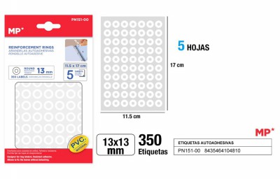 [8435464104810] ANELLI RINFORZANTI ADESIVI 13MM PER FOGLI FORAT