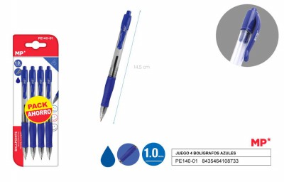 [8435464108733] PENNE SFERA A SCATTO 1.0MM 4PZ BLU