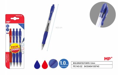 [8435464108740] PENNE SFERA A SCATTO 1.0MM 4PZ 1*R/3*B