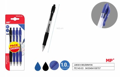 [8435464108757] PENNE SFERA A SCATTO 1.0MM 4PZ 1*N/3*B