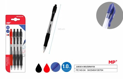 [8435464108764] PENNE SFERA A SCATTO 1.0MM 4PZ 1*R/3*N
