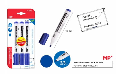 [8435464109761] PENNARELLO LAVAGNA PUNTA TONDA 2/3MM 3PZ BLU