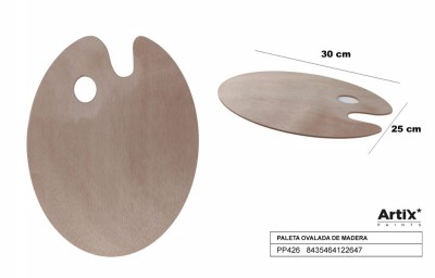 [8435464122647] ARTIX TAVOLOZZA IN LEGNO OVALE 30X25CM