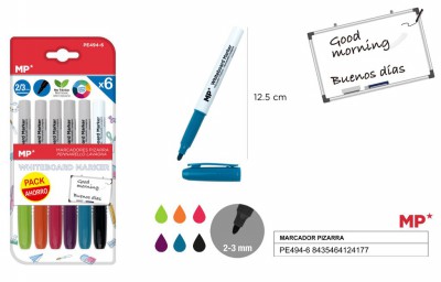 [8435464124177] PENNARELLO LAVAGNA P.TONDA 2/3MM 6PZ COL. ASS.