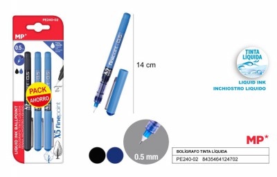 [8435464124702] PENNE AD INCHIOSTRO LIQUIDO 2COLORI 3PZ P. FINE