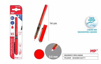 [8435464124771] PENNA AD INCHIOSTRO LIQUIDO ROSSO PUNTA FINE