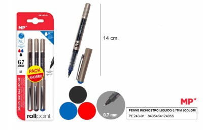 [8435464124955] PENNA INCHIOSTRO LIQUIDO G7 0.7MM 3PZ N/R/B