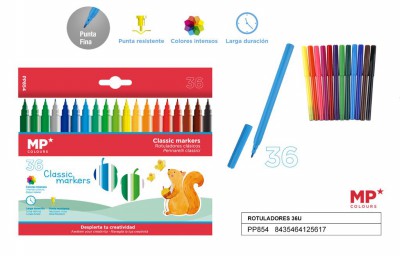 [8435464125617] PENNARELLI CLASSICI PUNTA FINE CONF. 36 COLORI
