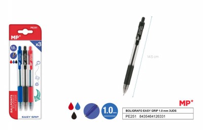 [8435464126331] PENNA SFERA A SCATTO 1.0MM 3PZ 1*R/1*N/1*B