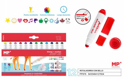 [8435464127604] PENNARELLI CON TIMBRO CONF. 12 COLORI