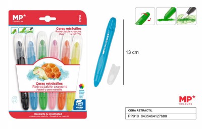 [8435464127680] SET DI PASTELLI A CERA RETRATTILI 6 COLORI