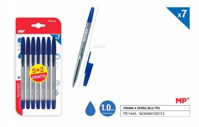 [8435464128113] PENNE SFERA 1.0MM 7PZ BLU