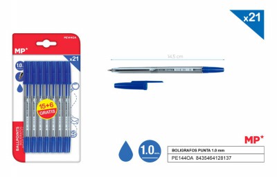[8435464128137] PENNE SFERA 1.0MM 21PZ BLU
