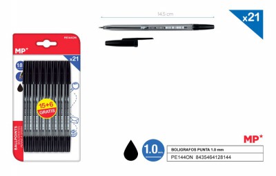 [8435464128144] PENNE SFERA 1.0MM 21PZ NERO
